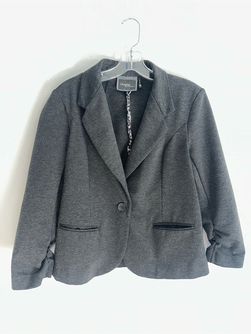 Christian Siriano Charcoal Gray Single-Button Blazer - M